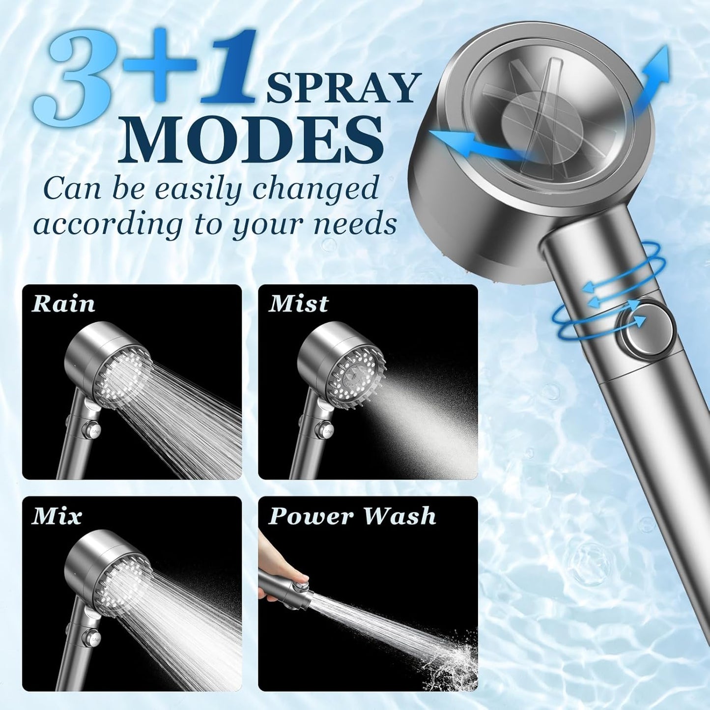 High Pressure Water 4 in 1 Shower Set